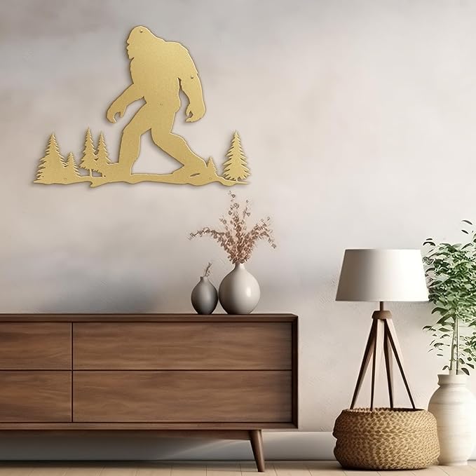 SIGNLEADER Metal Wall Art Decor Orangutan Walking Minimalist Modern Abstract Wall Sculpture Hangings Home Decoration for Living Room, Bedroom, Bathroom, Kitchen, Outdoor - 18" Gold