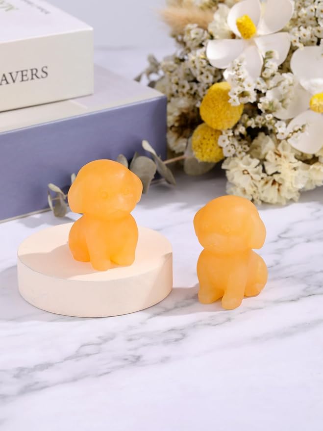 Jovivi Natural Topaz Crystal Sitting Dog Statue Home Decor 1.6" Carved Gemstone Puppy Dog Figurines Pocket Sculpture Reiki Healing Stones Decorative Ornament Gift