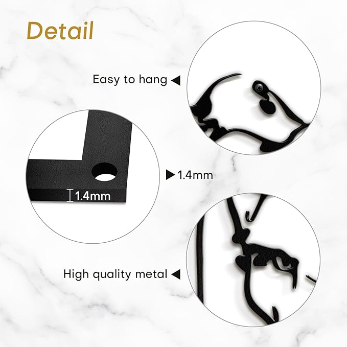 SIGNLEADER Metal Wall Art Decor Leopard Minimalist Modern Abstract Wall Sculpture Hangings Home Decoration for Living Room, Bedroom, Bathroom, Kitchen, Outdoor - 18" Black