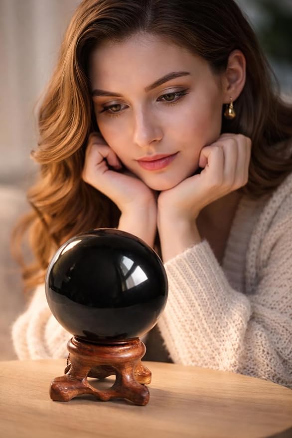 Mina Heal Black Obsidian Balls for Meditation, Divination, Feng Shui, and Crystal Healing – Obsidian Crystal Ball for Home Décor