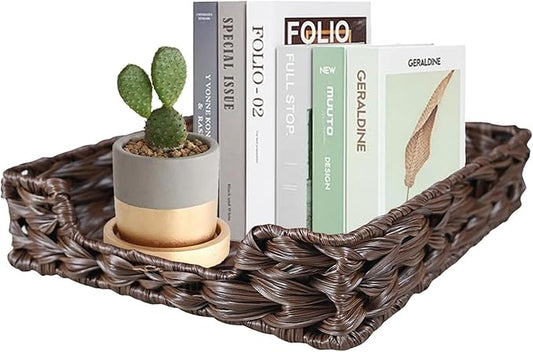 A4 File Tray Letter Desk Basket Paper Tray File Basket for Desk Organizer Letter Size Documents Trays for Office Toilet Tank Organizer-Brown