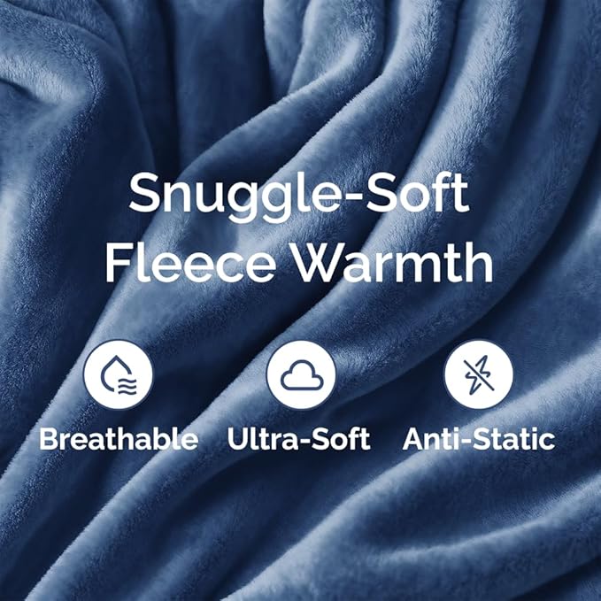 Ultra Soft Fleece Blanket King Size - Flannel Fleece Luxury King Blanket - Lightweight for Couch Bed Chair - Thick, Warm & Breathable - All Season Cozy Fuzzy Anti-Static Microplush Bedding, Royal Blue