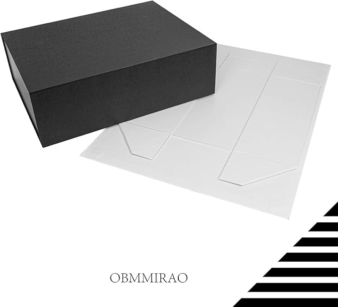 Upgrade 5PCS BLACK Hard Extra Large Gift Box with Lid,16.5 x13 x5.3 Inches, Magnetic Gift Boxes for Clothes Robe Wedding Dress Sweater and Gifts,Reusable Foldable Bridesmaid Proposal Box