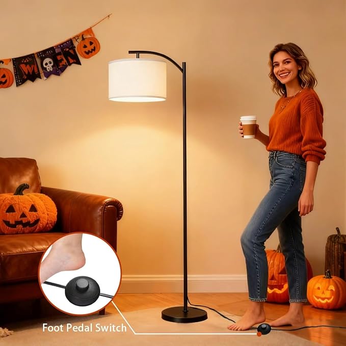 HoperBriwght Floor Lamp for Living Room, Standing Lamp, Floor Lamp with Linen Lampshade for Home Décor, Office, Bedroom (Bulb Included)