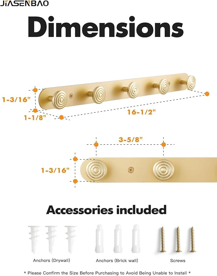 1 Pack Coat Rack Wall Mounted Gold Brass Towel Hooks for Bathrooms Wall Hooks for Hanging Coat Robe Hooks Kitchen Decorative Heavy Duty Zinc Alloy