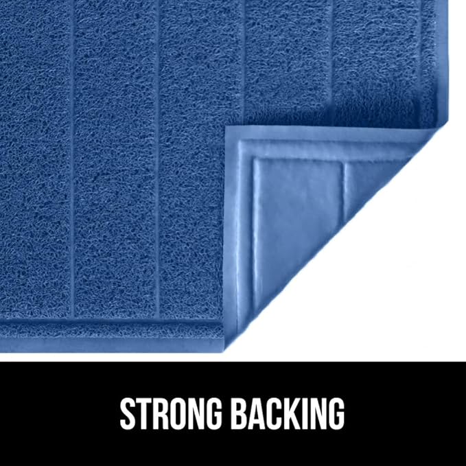 GORILLA GRIP Dirt Grabber Mesh Doormat, Low-Profile, Stain and Fade Resistant Heavy Duty Quick Dry Striped Doormats, Mats for Indoor or Outdoor Entry, Shoe Scraper, Garage Entrance Mat 35x23, Blue