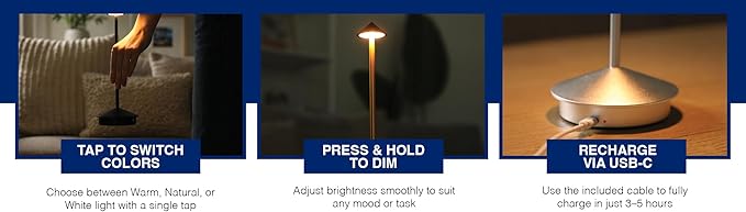 Modern Cordless LED Table Lamps Set of 2 – Rechargeable 5200 mAh Battery, Touch Dimming, 3 Color Modes, Compatible USB-C Charging | Stylish Portable Lamps for Bedroom, Living Room, Nightstand (Silver)