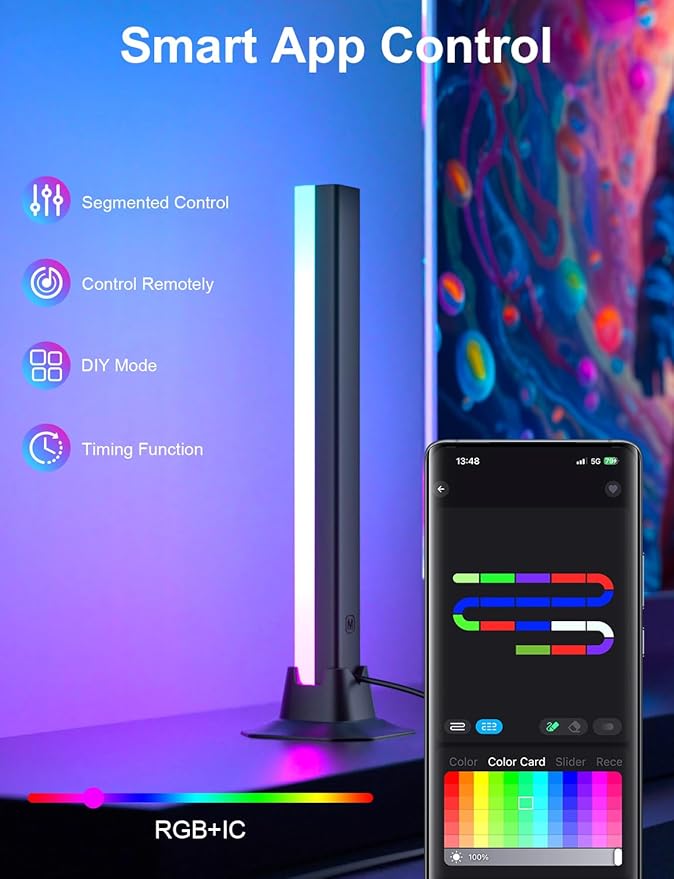 RGB Light Bar, LED Light Bar for Room, APP Remote Control USB Powered Ambient Lighting, Color Changing TV Backlight for Monitor PC Desk Party Room