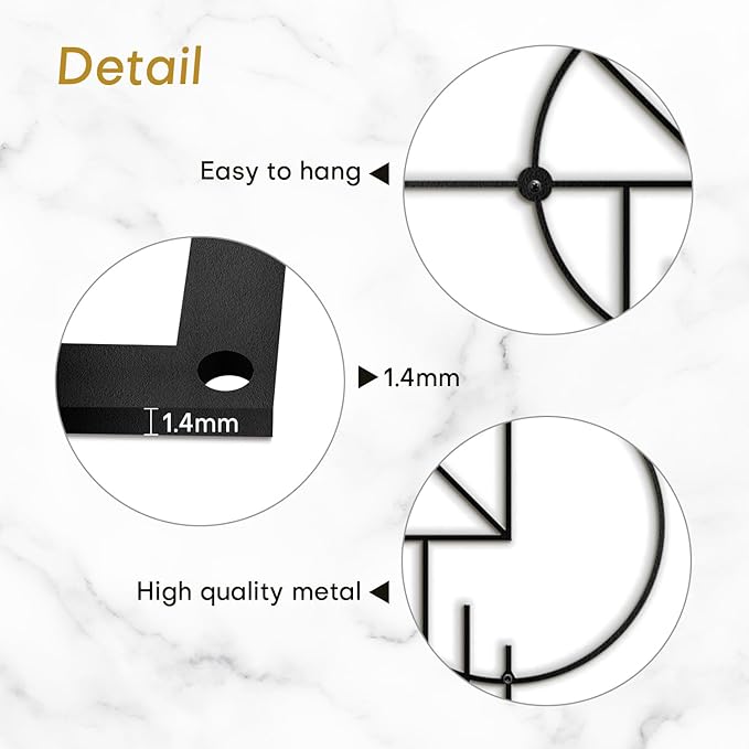 SIGNLEADER Metal Wall Decor Rectangle Circle Linear Minimalist Modern Luxury Wall Sculpture Hangings 3D Statue Home Decoration for Living Room, Bedroom, Bathroom, Kitchen, Fireplace, Office - 18" Black
