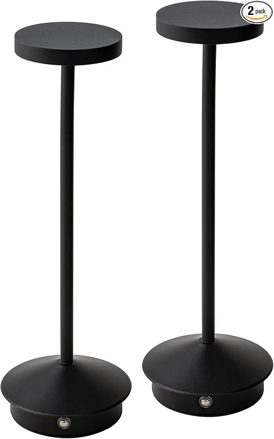 Orbit LED Cordless USB-C Re-Chargeable Desk Lamp, 5200mAh Battery Operated with 3 Color Temperature 2700K-3000K-3500K and Fingertip Touch On/Off Plus Dimming in Black (Pack of 2)