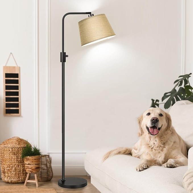 Nintiue Dimmable Floor Lamp, 1000 LM LED Edison Bulb Included, Arc Floor Lamps for Living Room Modern Standing Lamp Tall Lamps for Living Room Bedroom-Champagne