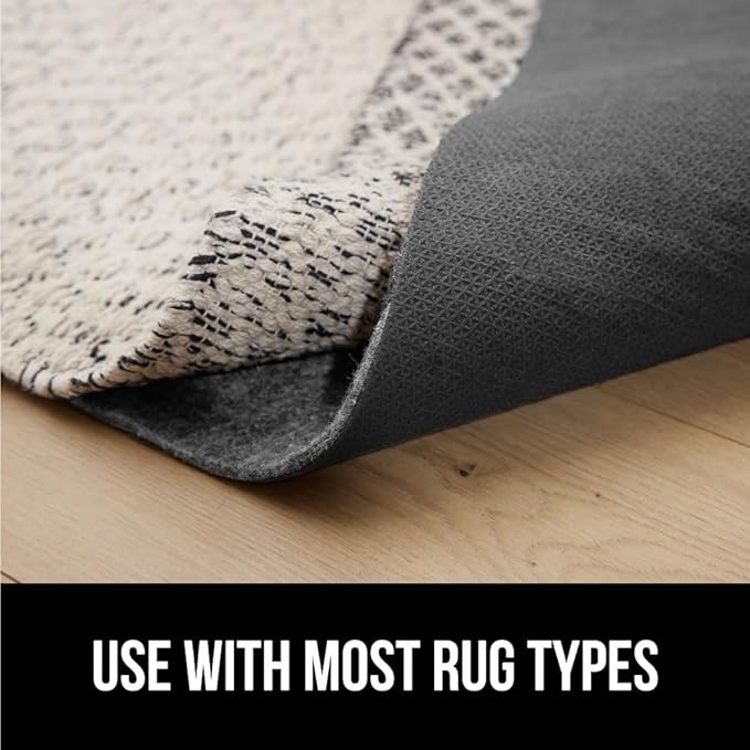 GORILLA GRIP Felt and Natural Rubber Stay in Place Slip Resistant Rug Pad, 1/8in Thick, 2x3 FT Protective Padding Under Area Rugs, Cushioned Gripper Pads, Carpet Runners, Hardwood Floors Protection