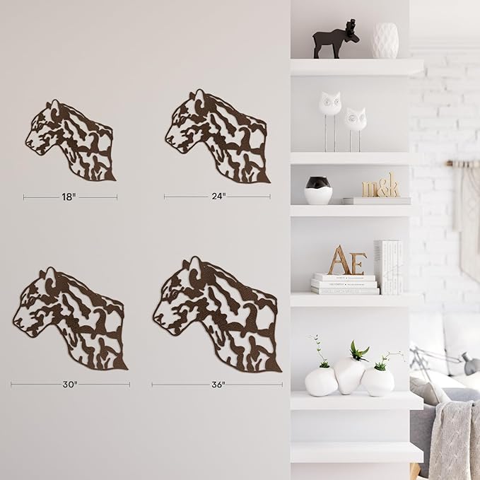 SIGNLEADER Metal Wall Art Decor Leopard Minimalist Modern Abstract Wall Sculpture Hangings Home Decoration for Living Room, Bedroom, Bathroom, Kitchen, Outdoor - 18" Bronze