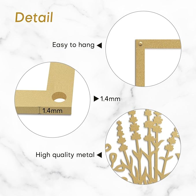 SIGNLEADER Metal Wall Art Decor Botanical Flower Leaves Minimalist Modern Abstract Wall Sculpture Hangings Home Decoration for Living Room, Bedroom, Bathroom, Kitchen, Outdoor - 18" Gold