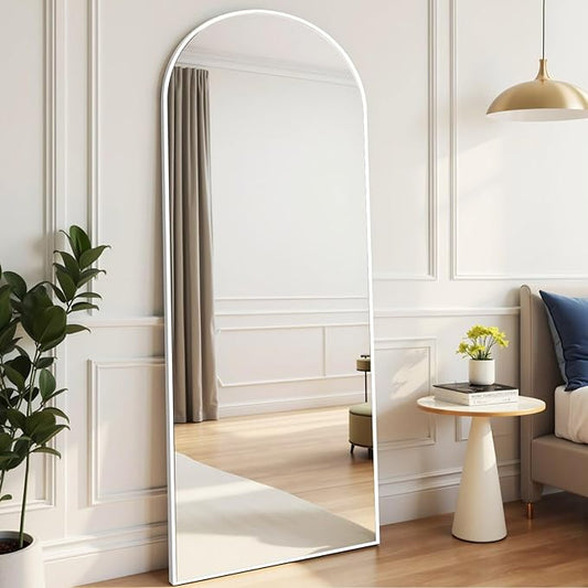 Floor Length Mirror, 71"x26" Arched Full Length&Standing Hanging or Leaning&Freestanding Full Body Mirrors, Wall Mounted Mirror with Thin Aluminum Frame (White)