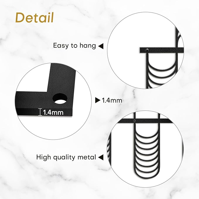 SIGNLEADER Metal Wall Decor Minimalist Modern Luxury Wall Sculpture Hangings 3D Statue Home Decoration for Living Room, Bedroom, Bathroom, Kitchen, Fireplace, Office - 18" Black
