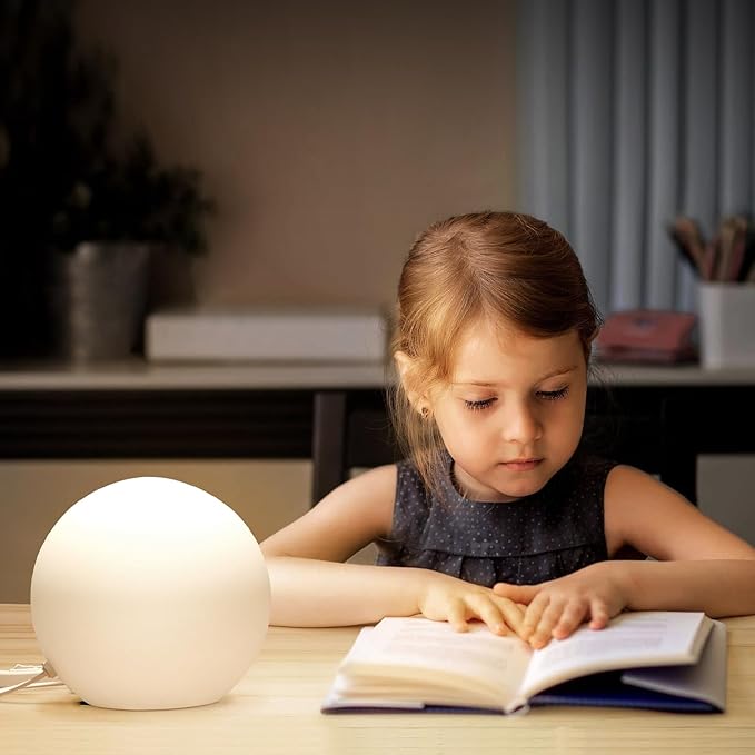 10 Inch Ball Table Lamp with Glass Shade Stylish Ball Light Lamp for Bedroom Living Room and Bookshelf Modern Design Perfect for Home Decor, Without Bulb