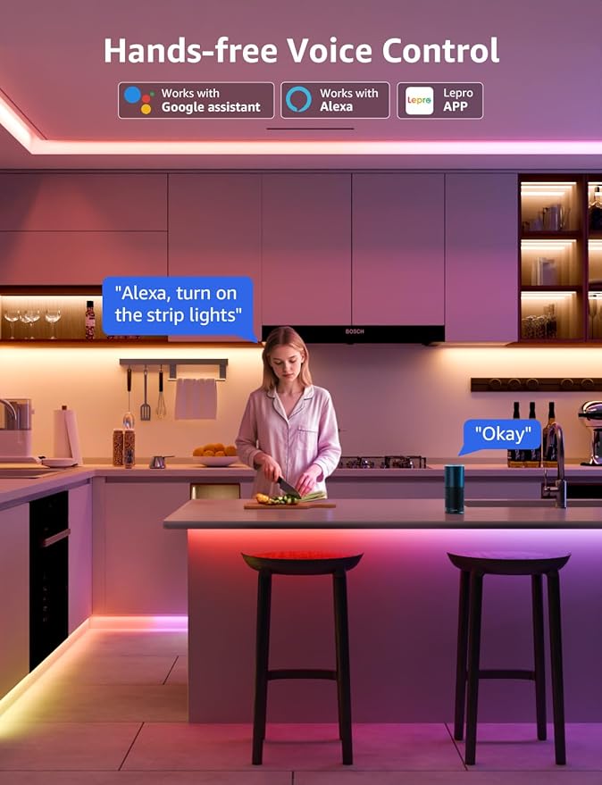 Lepro S2 AI Smart LED Strip Lights - 16.4ft RGBCW Light Strips with 2700K-5700K Tunable Warm White, Color Segment DIY, Personalized Al Lighting Designer, APP Control(No Remote), 2.4G Wi-Fi & Bluetooth