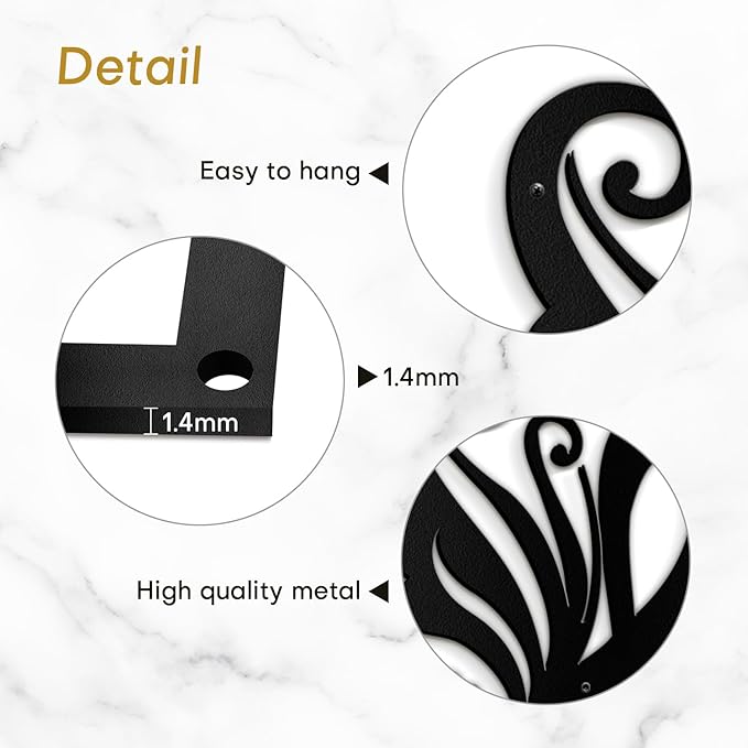 SIGNLEADER Metal Wall Art Decor Music Notes Modern Abstract Wall Sculpture Hangings Home Decoration for Living Room, Bedroom, Bathroom, Kitchen, Outdoor - 18" Black