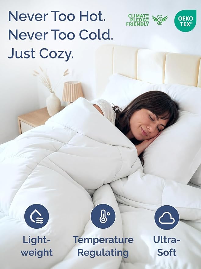 Cal King Size, White Alternative Down Comforter - Warm, Lightweight, Luxury and Breathable Hotel Quality Bedding Set - All Season Fluffy and Cozy Oversized Cooling Microfiber Duvet Insert Comforter