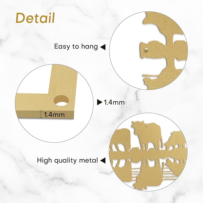 SIGNLEADER Metal Wall Art Decor Herd Minimalist Modern Abstract Wall Sculpture Hangings Home Decoration for Living Room, Bedroom, Bathroom, Kitchen, Outdoor - 18" Gold