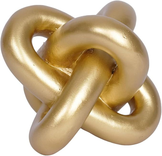 Gold Knot Statue Decor Modern Geometric Round Sculpture Table Sculptures and Figurines Round Decorative Ornaments Knick Knacks Home Decor for Shelves Coffee Table Bookshelf Decoration Gifts