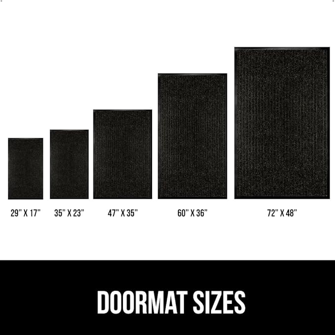 GORILLA GRIP Waterproof Traffic Guard Door Mat, 2 Pack Heavy Duty Entryway Mats, Strong Backing Commercial Utility Rugs for Office Hallway, Garage Floor and Home, Low Profile Carpet, 35x23, Black