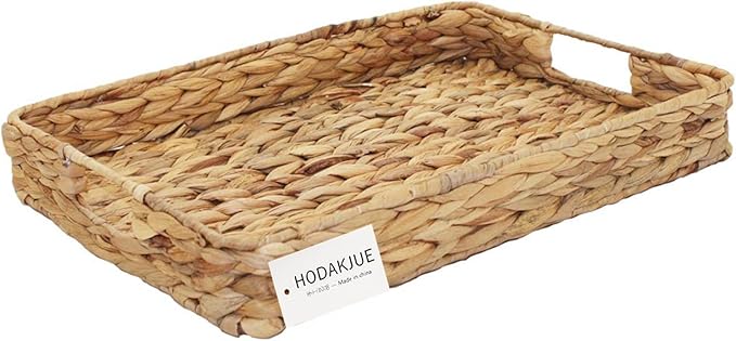 HODAKJUE Grass Weaving Tray, Grass Storage Bins for Fruit or Tea,Arts and Crafts. (Tray-A-M)