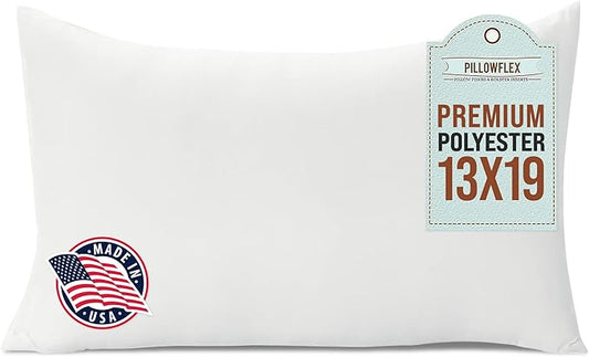Pillowflex Premium Polyester Throw Pillow Insert - 13x19 - Ultra Soft Large Rectangle Throw Pillow, Couch Sham, Lumbar, Back, Sofa - Machine Washable - Decorative Accent Form - 1 Soft Pillow