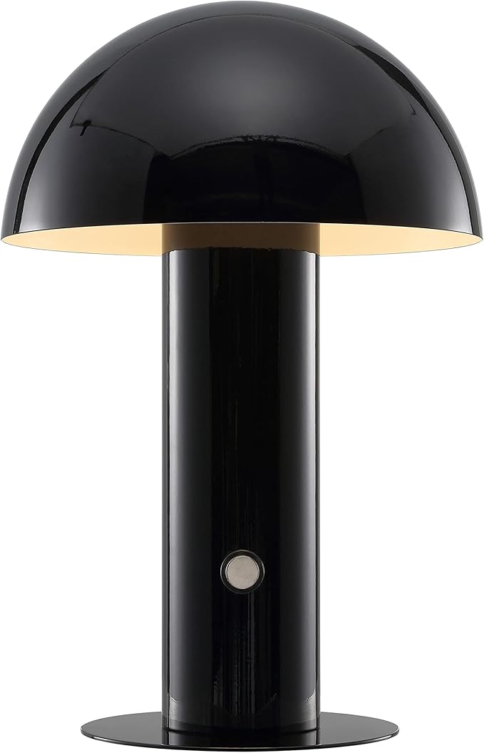 JONATHAN Y JYL7115A Boletus 10.75" Contemporary Bohemian Rechargeable/Cordless Portable Iron Integrated LED Mushroom Table Lamp Modern, Coastal Bedside Desk Nightstand Lamp, Black