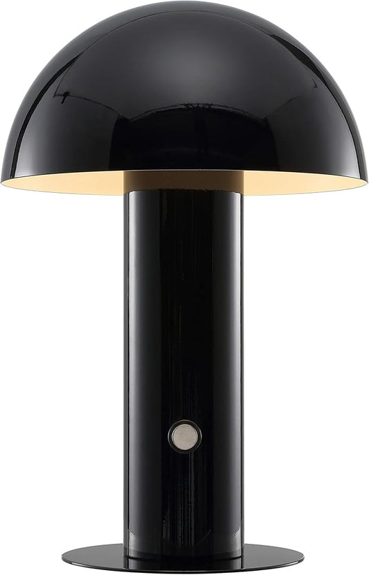 JONATHAN Y JYL7115A Boletus 10.75" Contemporary Bohemian Rechargeable/Cordless Portable Iron Integrated LED Mushroom Table Lamp Modern, Coastal Bedside Desk Nightstand Lamp, Black