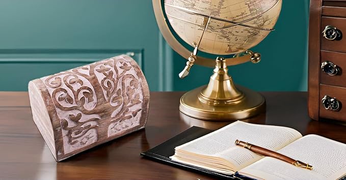 Great Birthday Gift Ideas Handmade Decorative Wooden Jewelry Box With Tree of Life Carvings Jewelry Organizer Keepsake Box Treasure Chest Trinket Holder Watch Box Storage Lock Box (Pink)