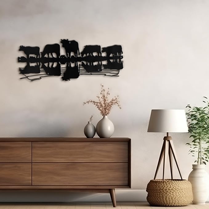 SIGNLEADER Metal Wall Art Decor Herd Minimalist Modern Abstract Wall Sculpture Hangings Home Decoration for Living Room, Bedroom, Bathroom, Kitchen, Outdoor - 18" Black