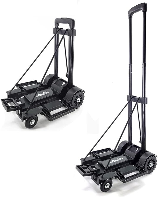 Folding Hand Truck Small Dolly,Foldable Utility cart with 4 Wheels & 2 Elastic Ropes,Foldable Dolly cart,Backpack Trolley,Luggage Platform Truck,Travel,Moving,Shopping,Small,Lightweight for Women