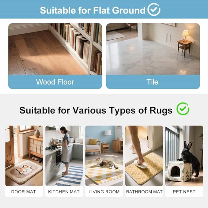 Rug-Gripper, Anti Slip Rug Grippers for Carpet, Upgraded Area Rug Pad Grippers Extra Sticky on Tile, Non-Slip Rug Pads Stopper for Hardwood Floor Washable Rug Tape Stickers 12x12cm 4 Pieces