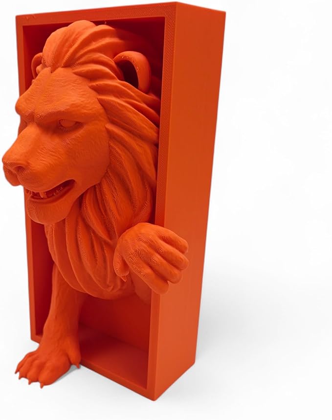Dragons Awakening Book End – Fantasy Book Nook Insert for Dragon Readers – Unique Home Decor for Bookshelves & Libraries (Orange - Lion)