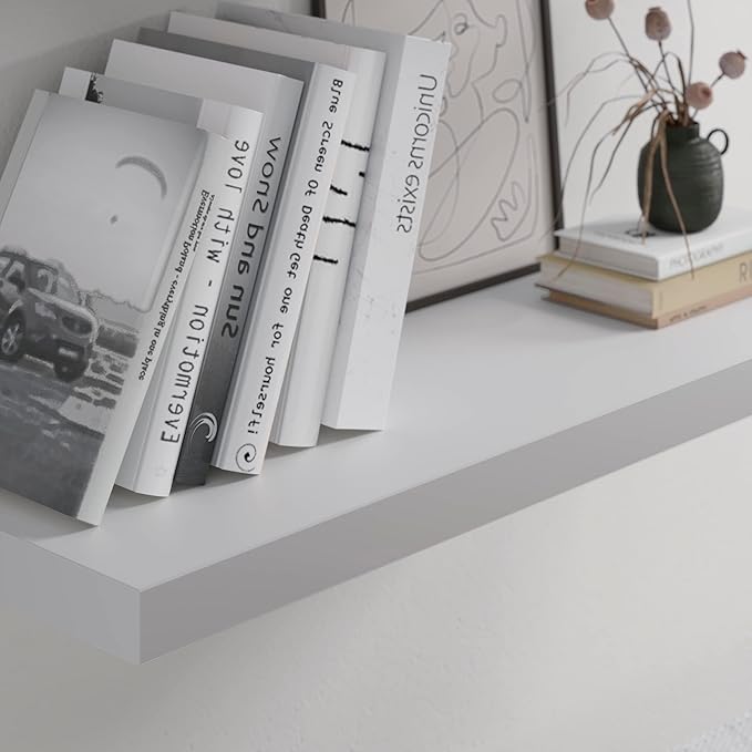 Floating Shelf, Set of 1 Wall Shelf, 30 in W x 12.75 in D x 2 in H Wooden Floating Wall Shelf with Invisible Brackets for Living Room/Bedroom/Bathroom/Kitchen Storage and Decor, White