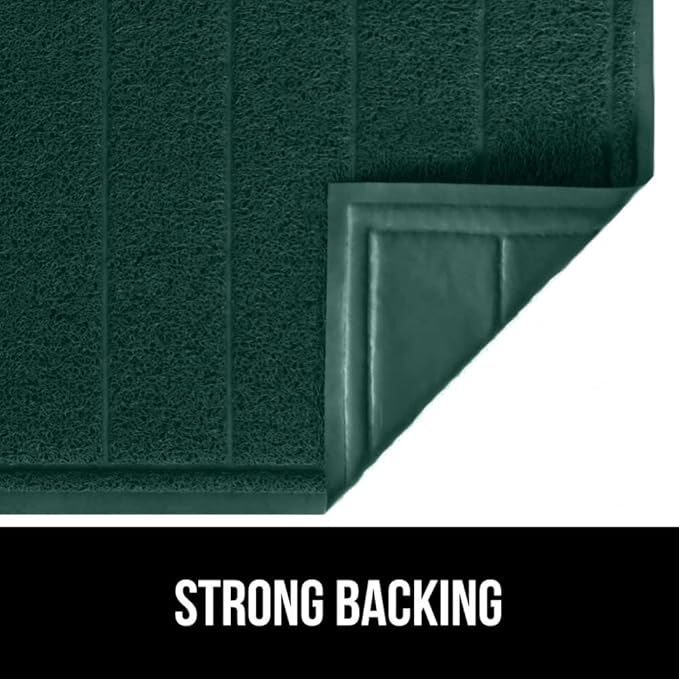 GORILLA GRIP Dirt Grabber Mesh Doormat, Low-Profile, Stain and Fade Resistant Heavy Duty Quick Dry Striped Doormats, Mats for Indoor or Outdoor Entry, Shoe Scraper, Garage Entrance Mat 47x35, Green