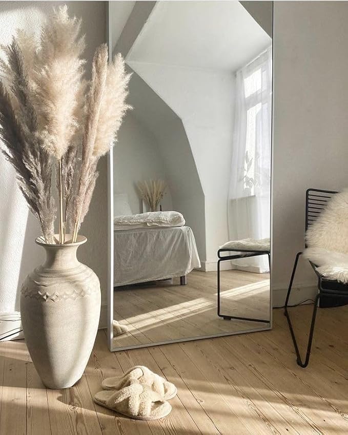 OGCAU Full Length Mirror, 65"x22" Arched Full Body Mirror, Hanging, Leaning or Standing, Wall Mounted for Bedroom Living Room, White