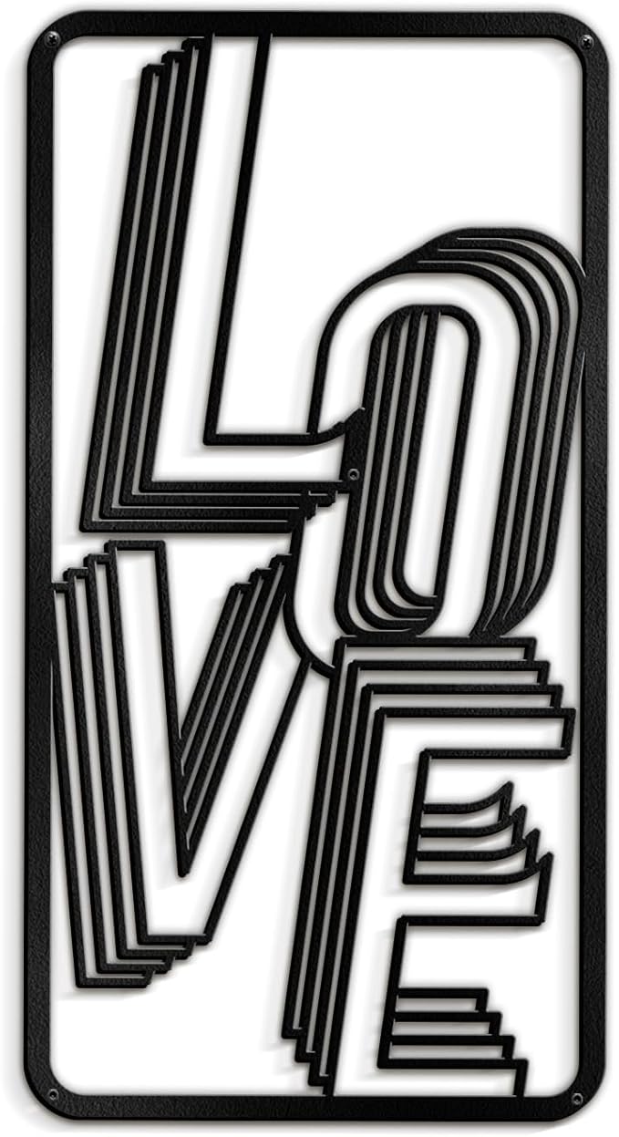 SIGNLEADER Metal Wall Art Decor The Love Modern Abstract Wall Sculpture Hangings Home Decoration for Living Room, Bedroom, Bathroom, Kitchen, Outdoor - 18" Black