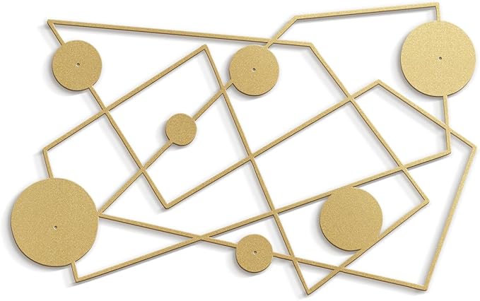 SIGNLEADER Metal Wall Decor Picasso Lines Geometric Minimalist Modern Luxury Wall Sculpture Hangings 3D Statue Home Decoration for Living Room, Bedroom, Bathroom, Kitchen, Fireplace, Office - 24" Gold