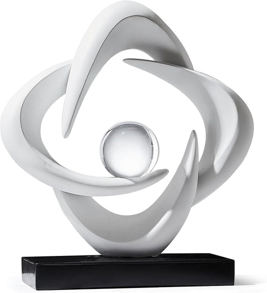 Abstract Art Sculpture, Resin Gold Decorative Statue, Modern White Ornaments for Living Room, Decorativas Modernas for Coffee Table/Entryway/Office Collectibles (White)