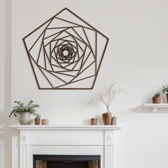 SIGNLEADER Metal Wall Decor Geometric Lines Rose Minimalist Modern Luxury Wall Sculpture Hangings 3D Statue Home Decoration for Living Room, Bedroom, Bathroom, Kitchen, Fireplace, Office - 18" Bronze