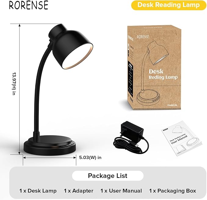 LED Desk Lamp With 96 LEDs,High lumens Table lamp,Desk Lamp for Office Home,4 Brightness Dimmable Flexible Table Lamp,Reading Light with a Timer Function for Bedside, Office, and Study Desk Use(Black)