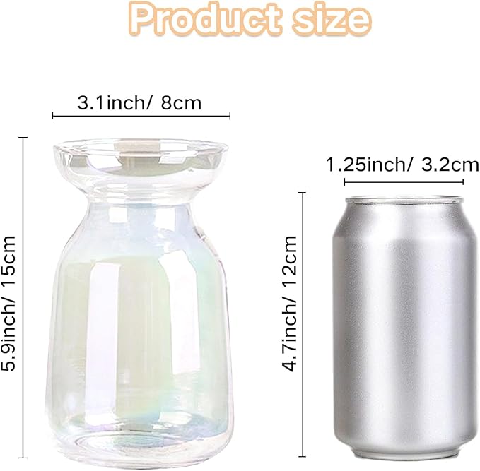 Gute Glass Vases for Decor, Modern Decorative Flower Vase Centerpieces Table Home Indoor Desk Decor Living Room, Kitchen, Office Wedding or Housewarming Gifts (Iridescent)