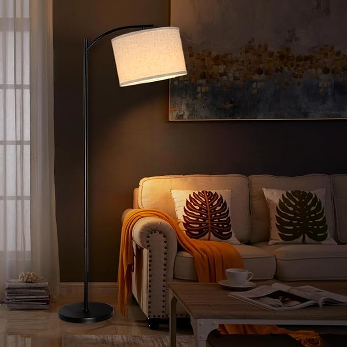 HoperBriwght Floor Lamp for Living Room, Standing Lamp, Floor Lamp with Linen Lampshade for Home Décor, Office, Bedroom (Bulb Included)