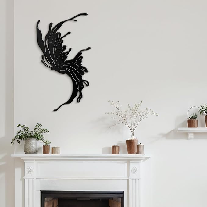 SIGNLEADER Metal Wall Art Decor All Black Flying Bird Minimalist Modern Abstract Wall Sculpture Hangings Home Decoration for Living Room, Bedroom, Bathroom, Kitchen, Outdoor - 18" Black