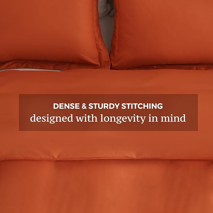 JSD Burnt Orange Duvet Cover Set King Size, 3 Piece Duvet Cover with Pillow Shams, Soft Brushed Microfiber Zipper Closure, Comforter Not Included