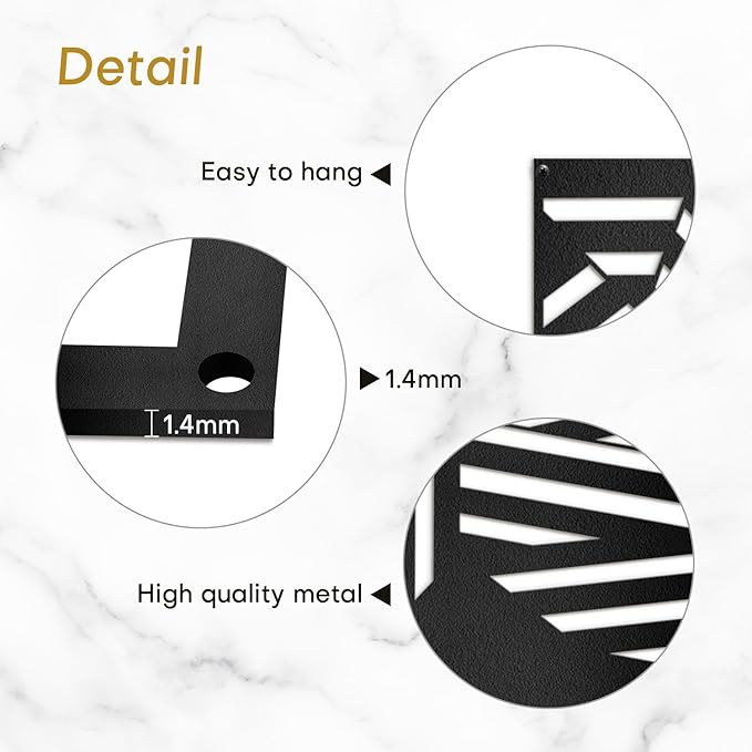 SIGNLEADER Metal Wall Decor Abstract Geometric Minimalist Modern Luxury Wall Sculpture Hangings 3D Statue Home Decoration for Living Room, Bedroom, Bathroom, Kitchen, Fireplace, Office - 18" Black