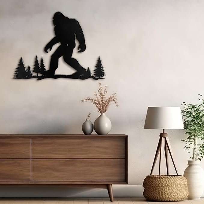 SIGNLEADER Metal Wall Art Decor Orangutan Walking Minimalist Modern Abstract Wall Sculpture Hangings Home Decoration for Living Room, Bedroom, Bathroom, Kitchen, Outdoor - 18" Black